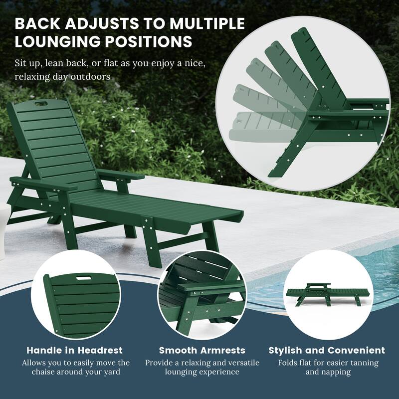 Laguna Hdpe All Weather Outdoor Patio Pool Reclining Chaise Lounge