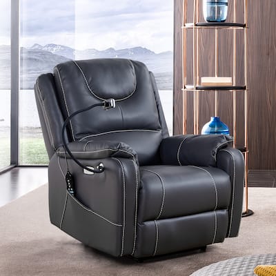 Black Power Recliner with Massage, Heat & USB Ports