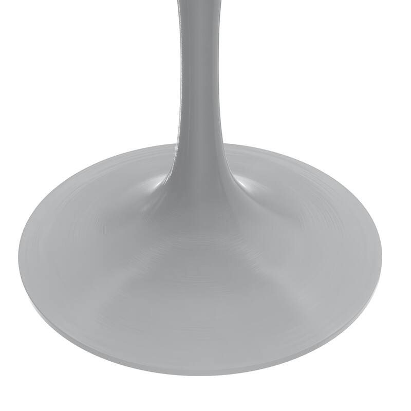 LeisureMod Verve 36" Round Dining Table with MDF Wood TableTop and White Steel Base for Kitchen & Dining Room