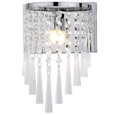 SAFAVIEH Lighting 10-inch Tilly Chrome Beaded Wall Sconce (Set of 2) - 7.13" W x 4.4" D x 10.13" H