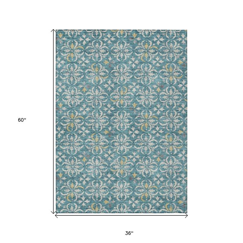 HomeRoots Floral Transitional Rectangle Outdoor Rug