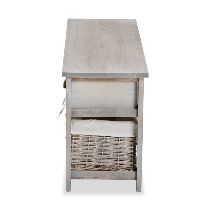 Mabyn Modern & Contemporary 3-Drawer Wood Storage Bench with Baskets