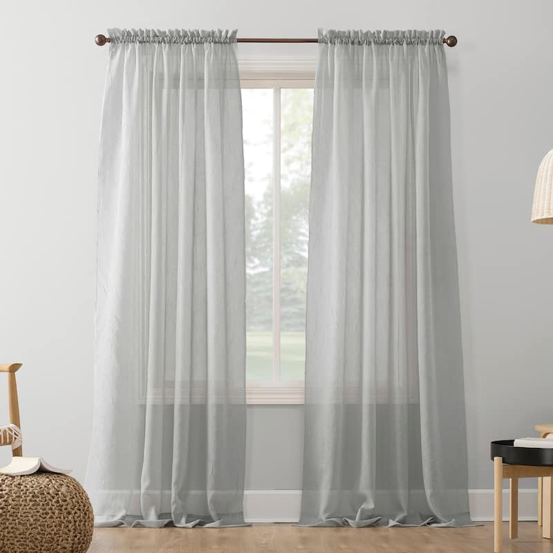 No. 918 Erica Crushed Voile Sheer Rod Pocket 1-Piece Curtain Panel, Single Panel - 51 x 84 - Silver Grey