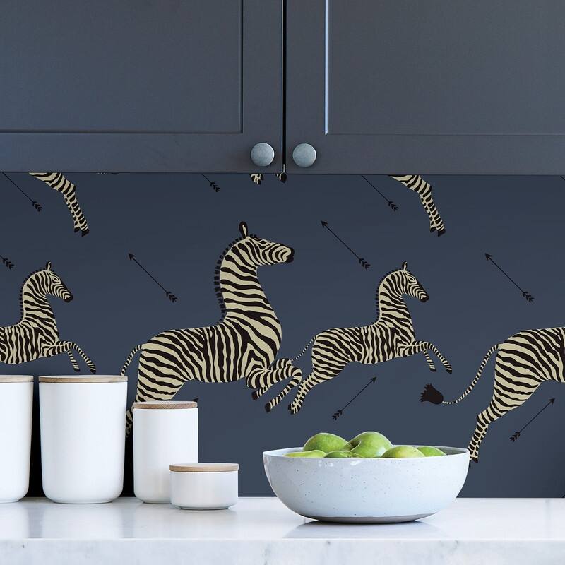 Scalamandre Denim Zebra Safari Self Adhesive Peel & Stick Wallpaper