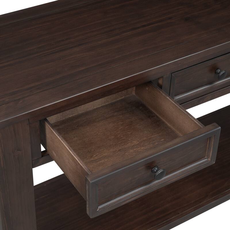 Console Table/Sofa Table with Storage Drawers and Bottom Shelf for Entryway Hallway