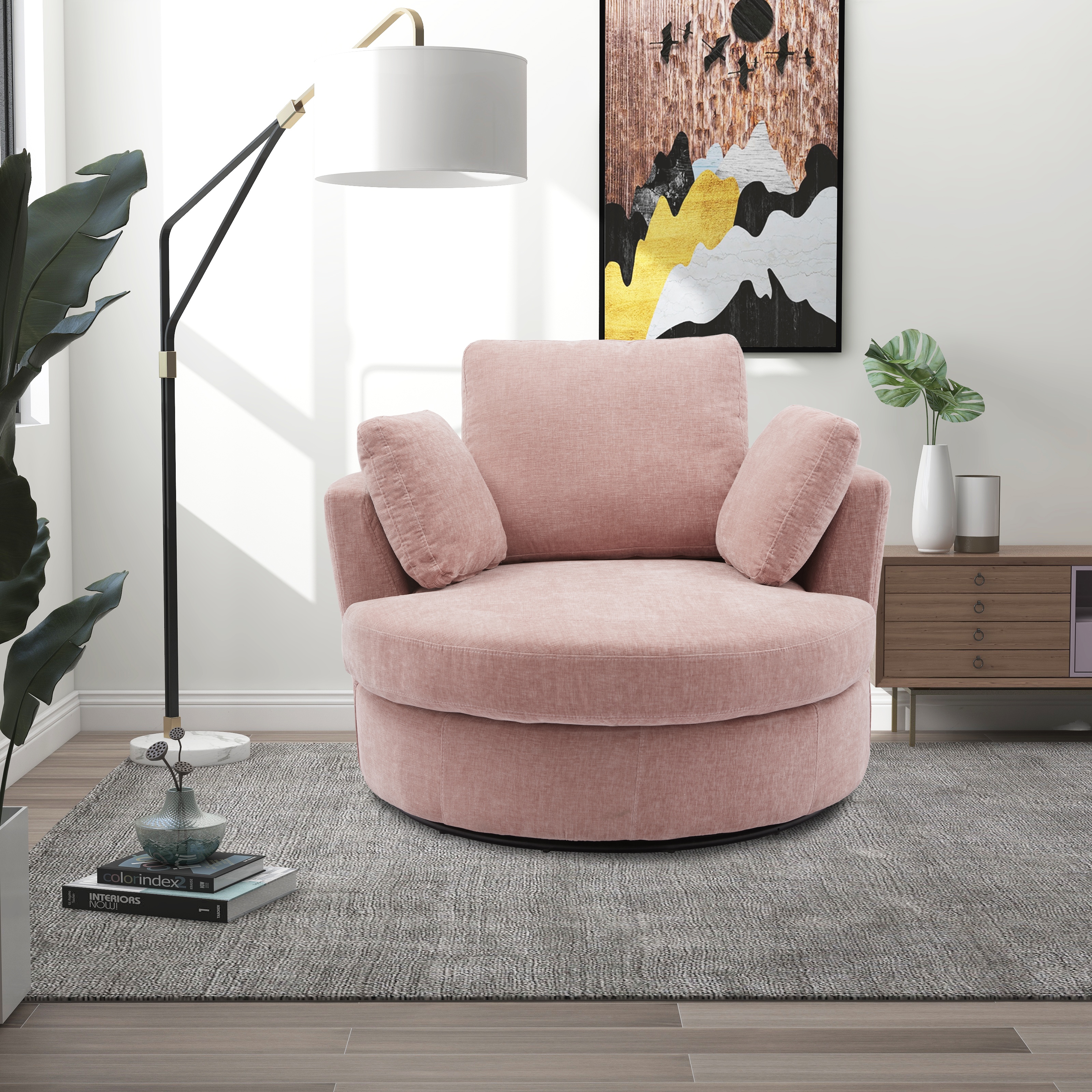 Oversized round shop barrel chair