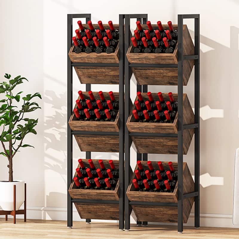 3 Tier Freestanding Floor Wooden Wine Rack