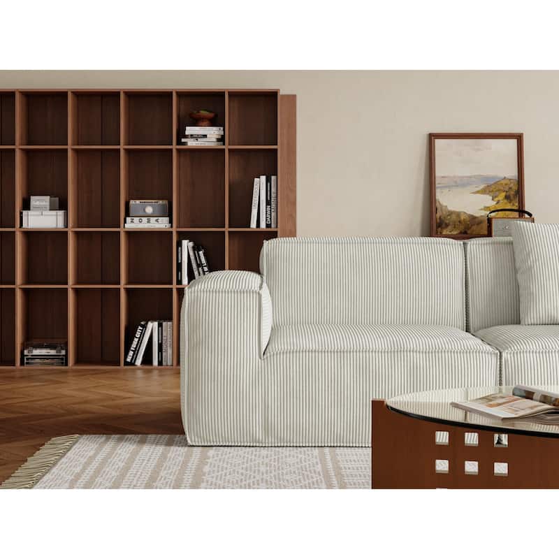 White 118 Inch 3 Seater Modular Sofa Bed with Footrest