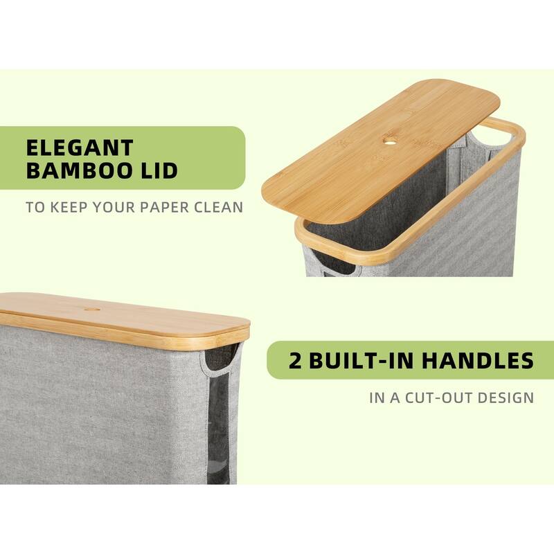 Freestanding Toilet Paper Holder for 9 Mega Rolls, Bathroom Storage Basket With Side Window - 17.5"L x 6"W x 13.75"H