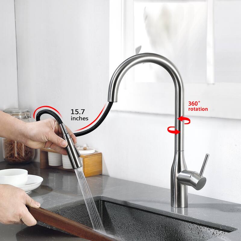 Single Handle Pull Down Dual-Spray Swivel Kitchen Faucet