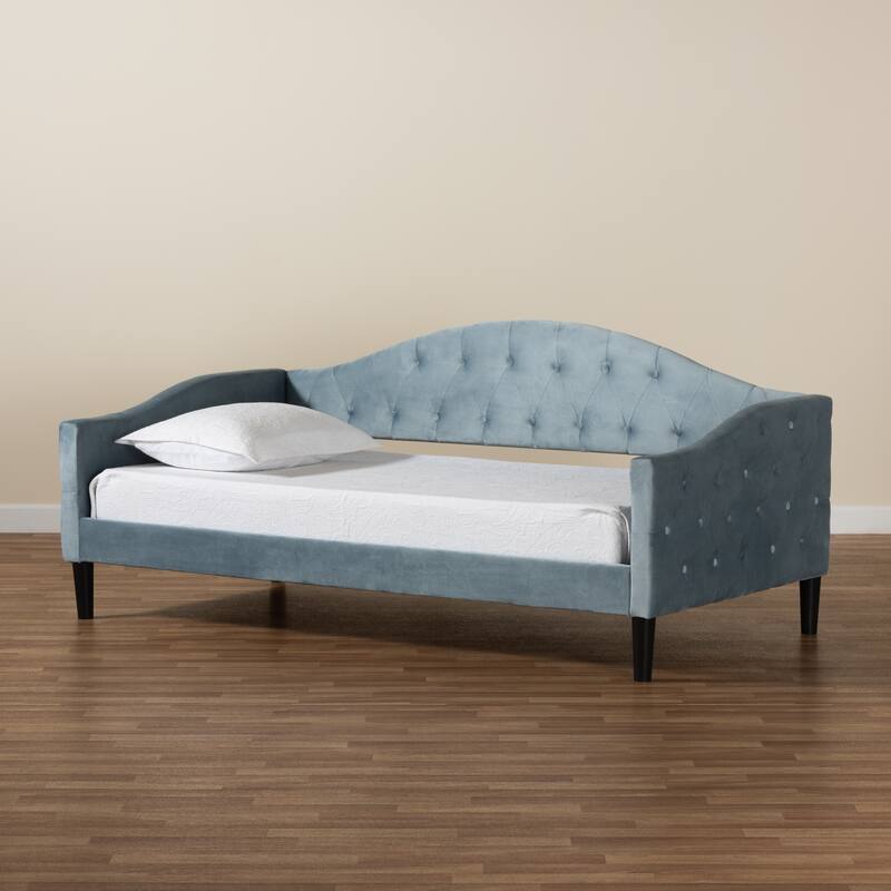 Benjamin Modern&Contemporary Light Blue Velvet Upholstered Wood Daybed