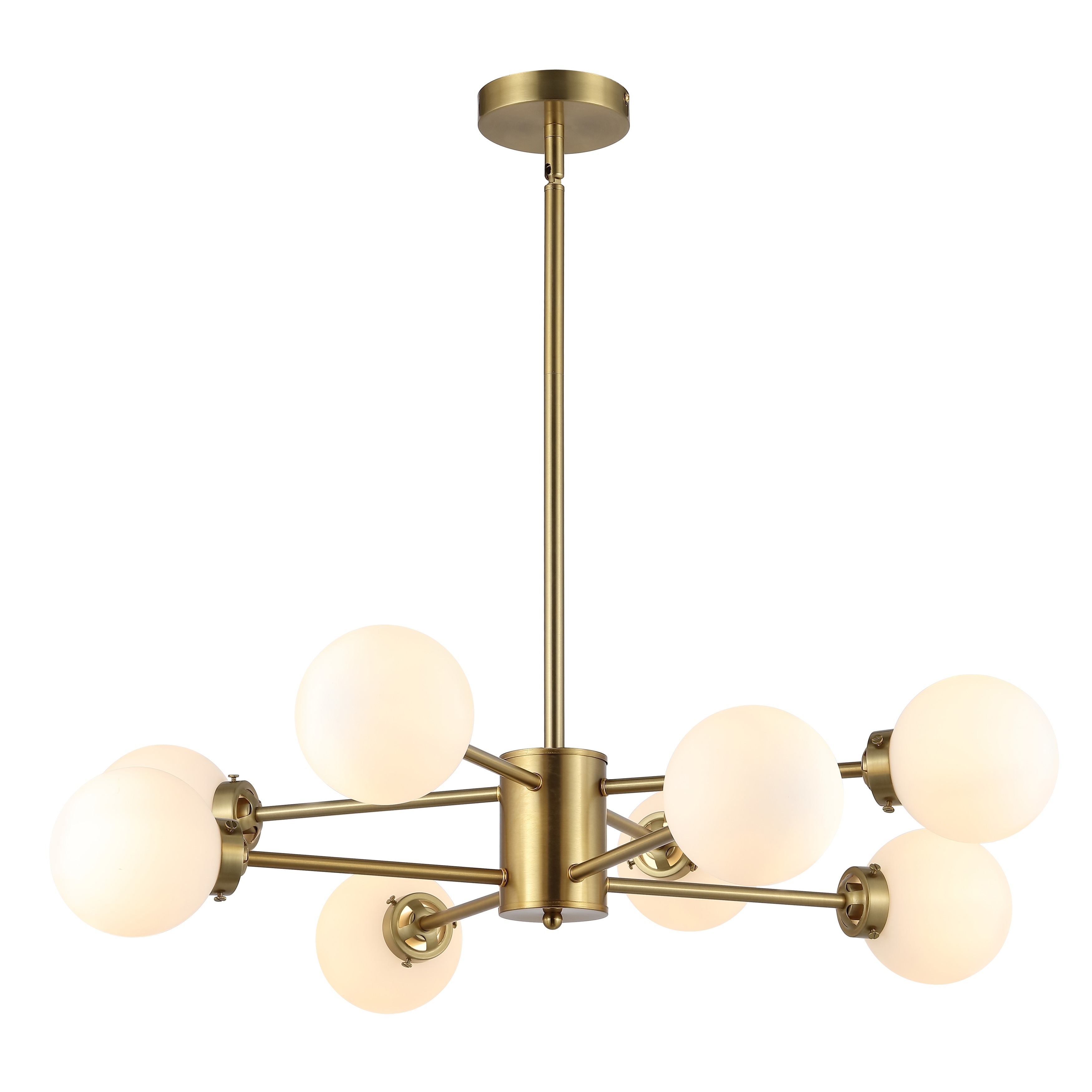 MLiAN 8-Light Sputnik 4.7" Opal Glass Globe Shade Linear Chandelier for Indoor Height Adjustable - N/A