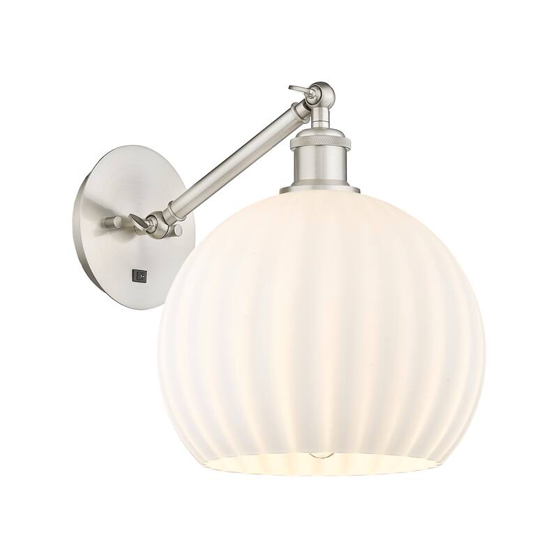 Innovations Lighting Endless Possibilities Ballston - White Venetian - 1 Light 10" Adjustable Sconce - Arm Adjusts Up and Down - White Venetian/Brushed Satin Nickel