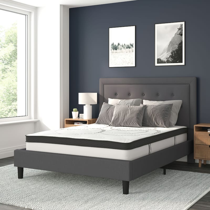 Tufted Platform Bed with 10in. Pocket Spring Mattress