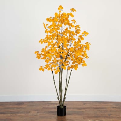 Oyama Magnolia Artificial Potted Tree - 6' - Orange