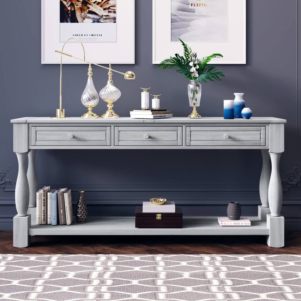 Console Table 64" with Drawers and Shelf
