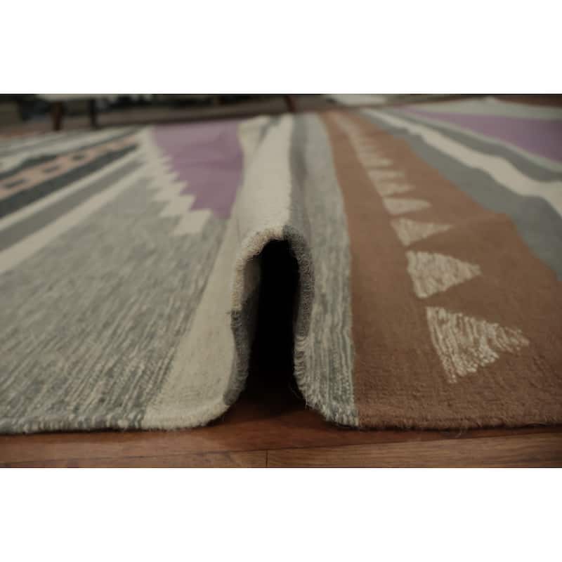 Hand Woven Oriental 100% Wool Carpet Southwestern Tribal Multi-Colored Kilim Area Rug - 12' 5'' X 8' 9''