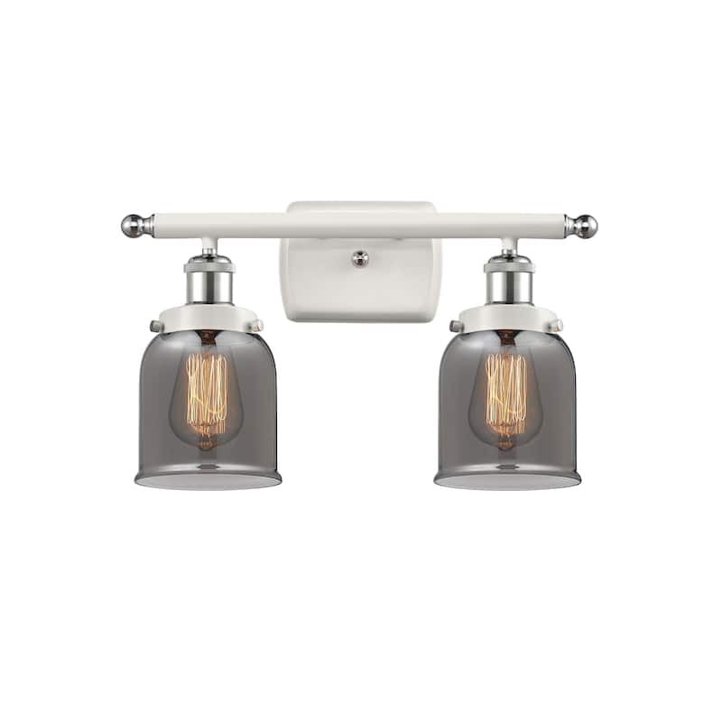 Innovations Lighting Ballston Urban Bell - 2 Light 16" Bath Vanity Light - White and Polished Chrome/Plated Smoke
