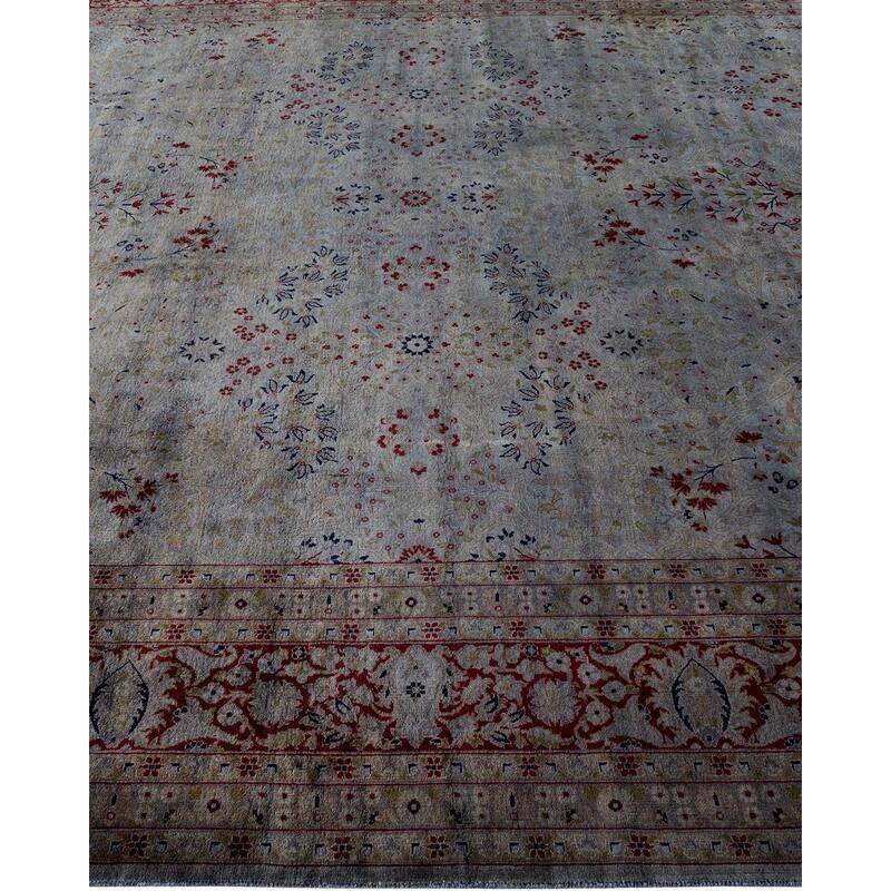 Overton Hand Knotted Wool Vintage Inspired Modern Contemporary Overdyed Gray Area Rug - 8' 1" x 10' 7"