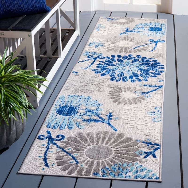 SAFAVIEH Cabana Hillechien Indoor/ Outdoor Waterproof Patio Floral Rug