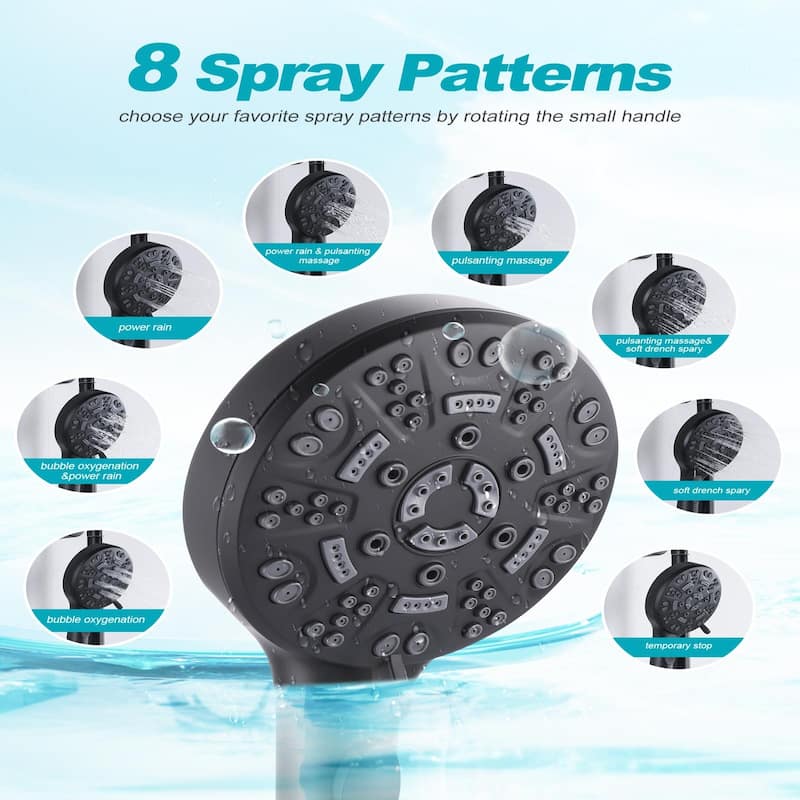 WOWOW Wall Bar Shower Kit 8 in. Rain Shower Head with Hand Shower
