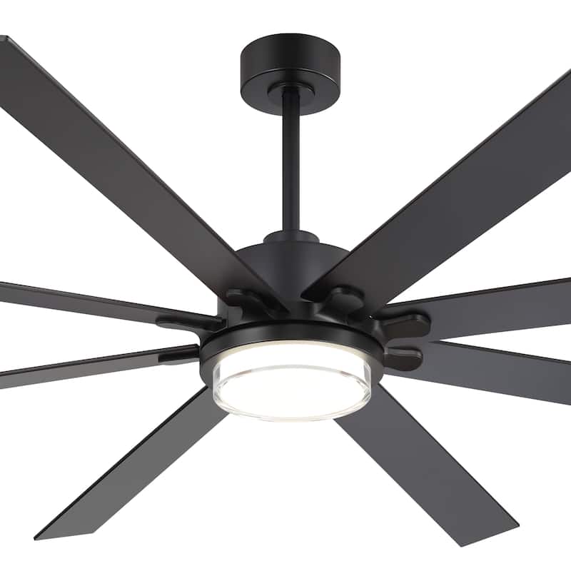 75"/80" Modern Matte Black Ceiling Fan with LED Light and Remote(8/10 Blades)