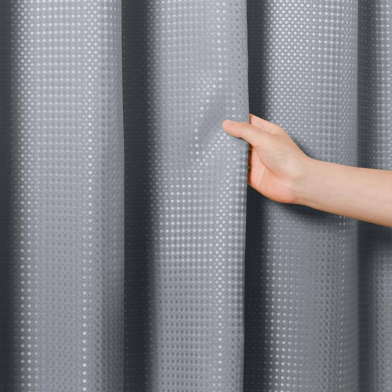 Blue Grey Shower Curtain, 72x72, Boho Pattern, Hooks Included