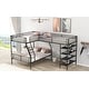 preview thumbnail 7 of 10, Stylish & Simple L-Shaped Metal Twin over Full Bunk Bed and Twin Size Loft Bed with Four Built-in Shelves, Space-saving, Black