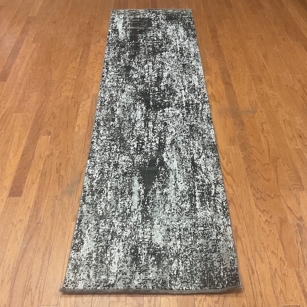 HERAT ORIENTAL Turkish Modern Erased Design Wool & Silk Runner - 2'7" x 9'10"