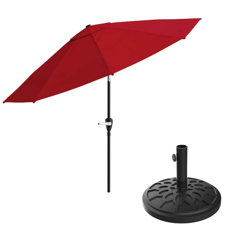 Pure Garden 10-Foot Outdoor Tilting Patio Umbrella with Base