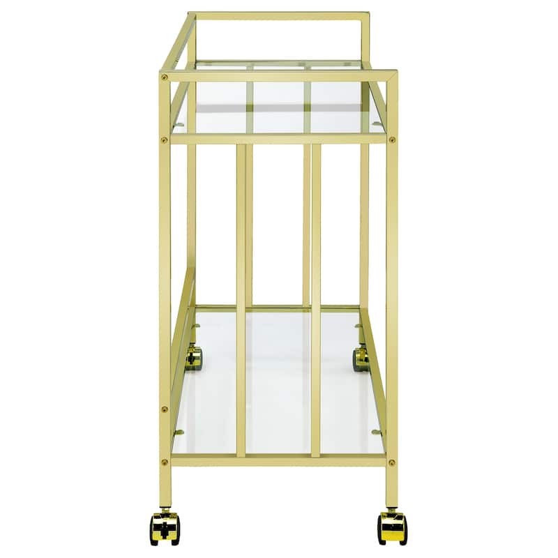Cara 2-tier Rectangular Glass Shelf Metal Bar Cart