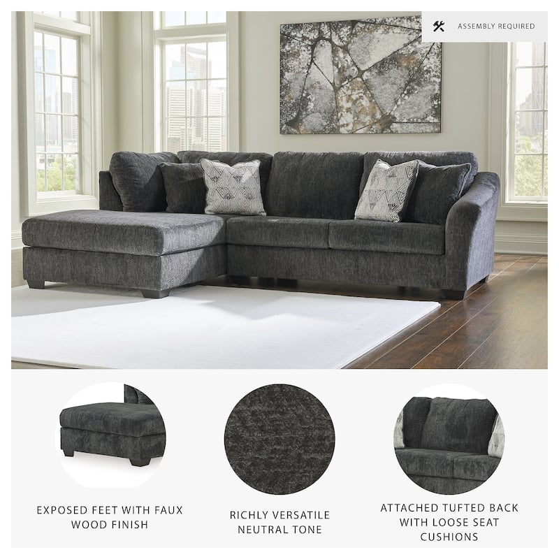 Signature Design by Ashley Biddeford Gray 2-Piece Sectional with Chaise - 120"W x 75"D x 40"H