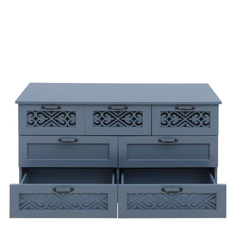 American Style Wood Sideboard Buffet Cabinet with 7 Storage Drawers