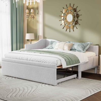 Upholstered L-Shaped Sofa Bed with Pop-Up Rollaway Bed