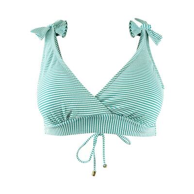 LAUREN Ralph Lauren Women's Seersucker Bikini Swim Top Swimsuit