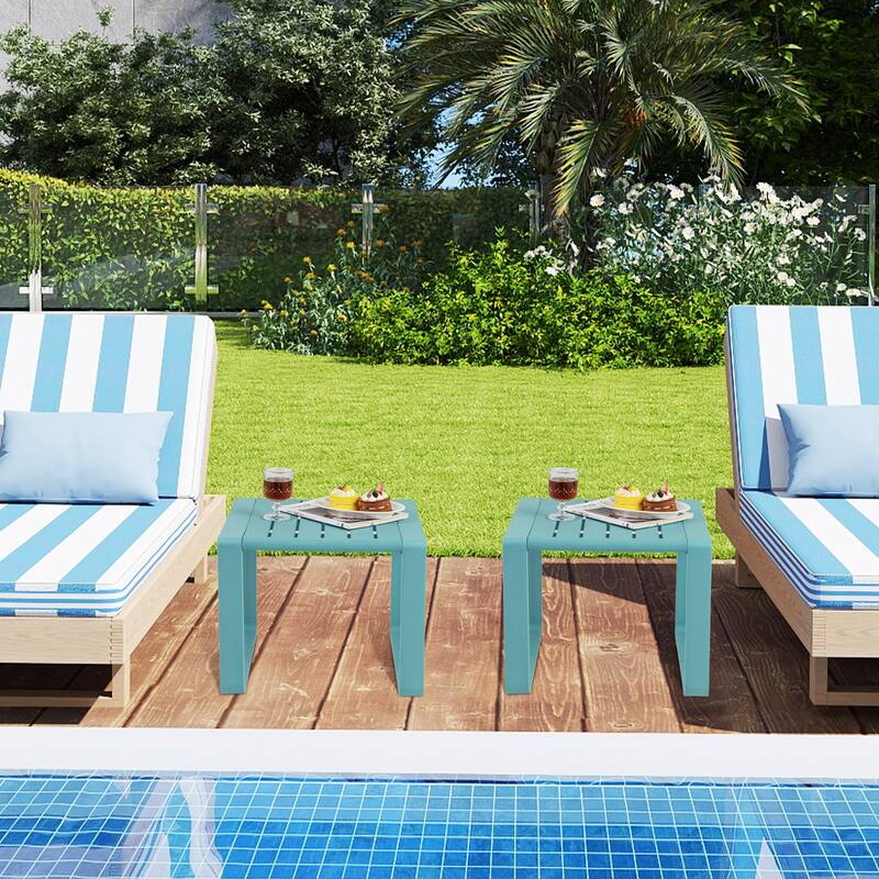 Gymax Outdoor Side Table Set of 2 18'' Weather Resistant Adirondack