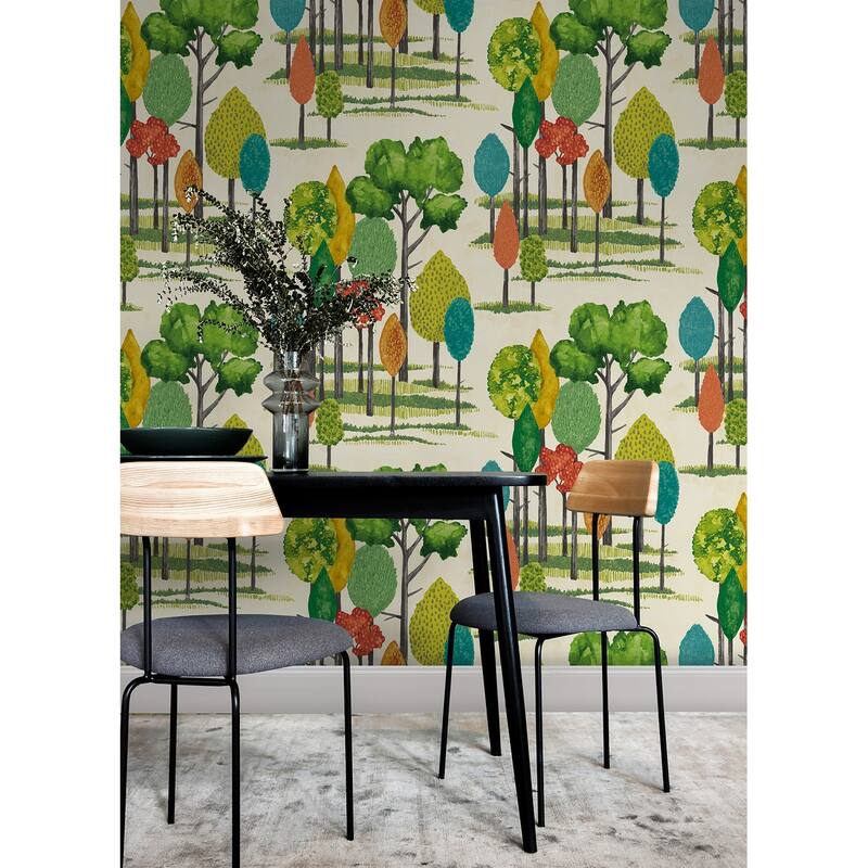 Cypress Teal Tall Trees Wallpaper