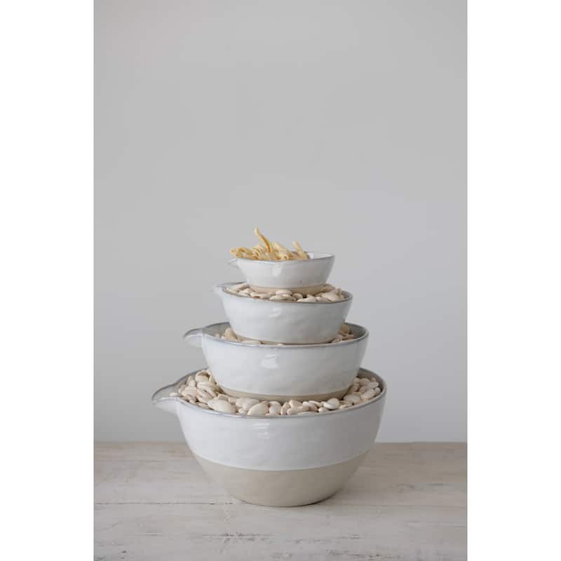 Stoneware White Batter Bowls (Set of 4)