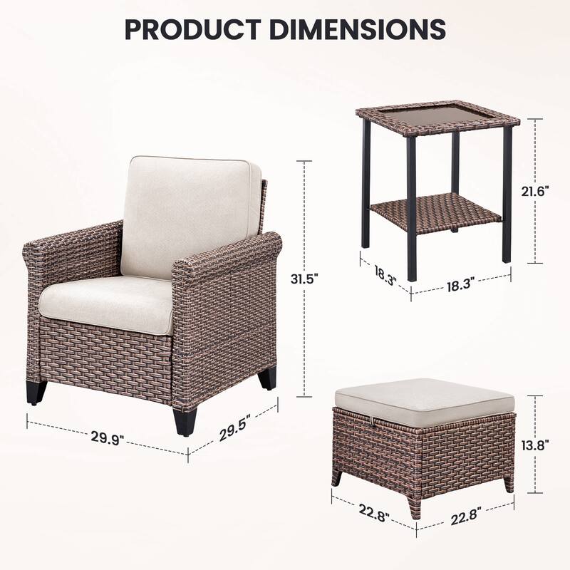 Pocassy Outdoor Sofa Swivel Chairs Patio Chair Funiture Set