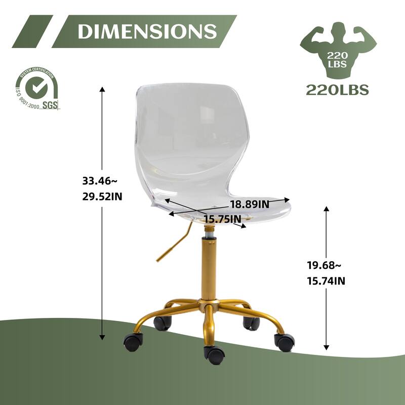 HOMEFUN Acrylic Swivel adjustable height Armless Home office Chair