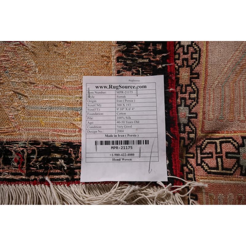 Handmade Oriental Tribal Sumak Persian Silk Area Rug - 6'4"x 9'10"