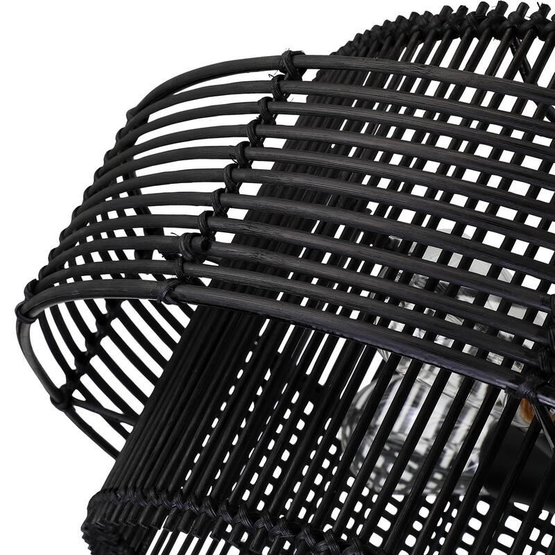 Saturn 4-Light Modern Bohemian Chandelier with Natural Rattan Shade - 22 in. W