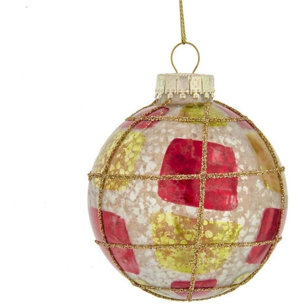 Kurt Adler 80MM Red, Green and Silver Large Checker Glass Ball Ornaments, 6-Piece Set. Opens flyout.