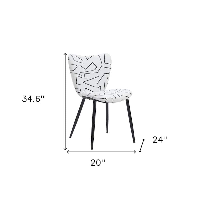 HomeRoots Set of Two White and Black Upholstered Faux Shearling Dining Side Chairs - 20' X '34.6' X '24