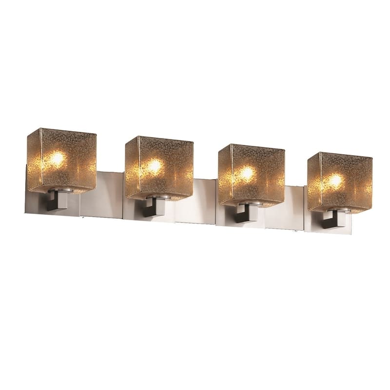 Justice Design Fusion Modular 4-light Brushed Nickel Bath Bar, Mercury Rectangle Shade - Brushed Nickel, Mercury Glass