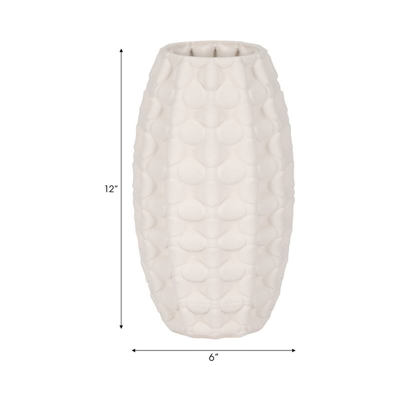 Sagebrook Home Alexander 3D Printed Vase, Ivory/Beige, Bud