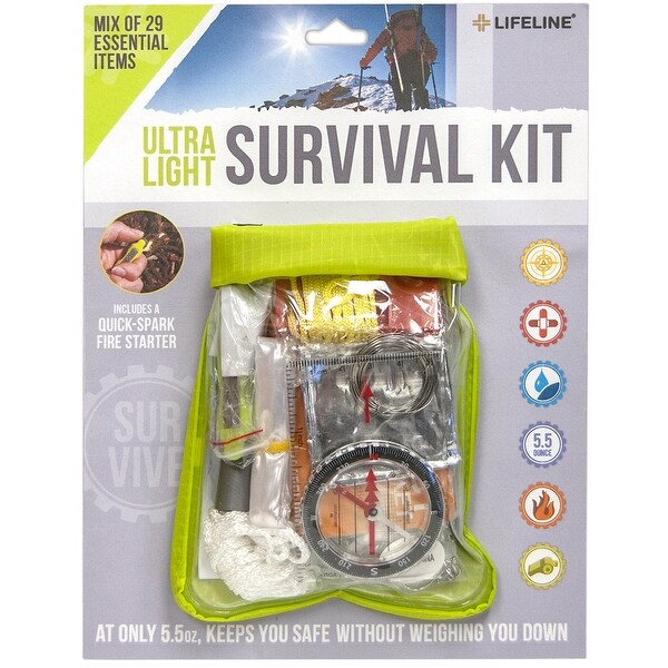 Lifeline Ultra-Light Weather-Resistant Survival First Aid Kit - 29 Pieces - Green - One size