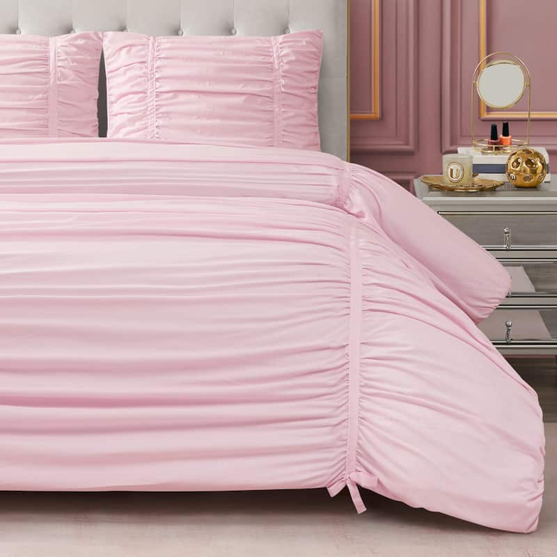 Juicy Couture Ribbon Ruched Comforter Sets - Full/Queen - Pink Marshmallow