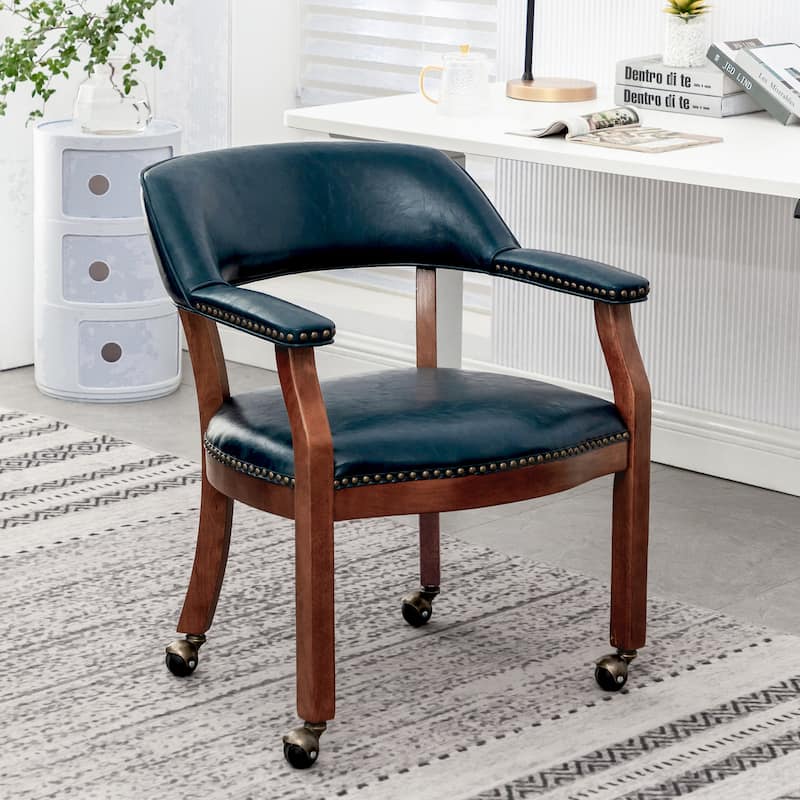 Convenience Concepts Dillon Armchair with Caster Wheels and Nailheads