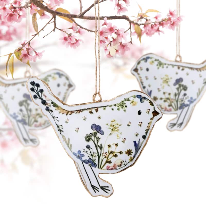Hanging Metal Floral Bird 6"X6"T - 5